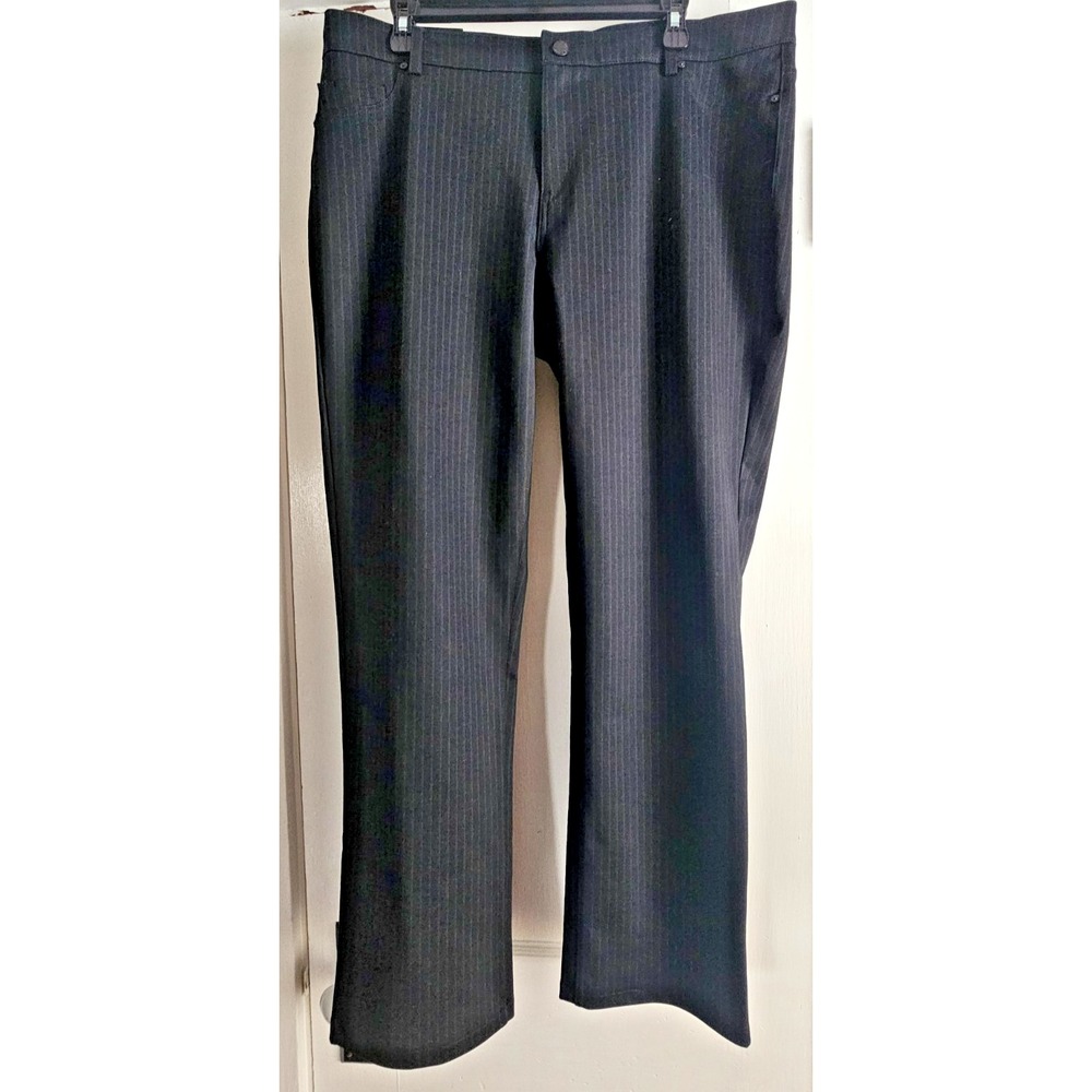 NWT DKNY JEANS color black stripe black work pants woman Sz XL‎